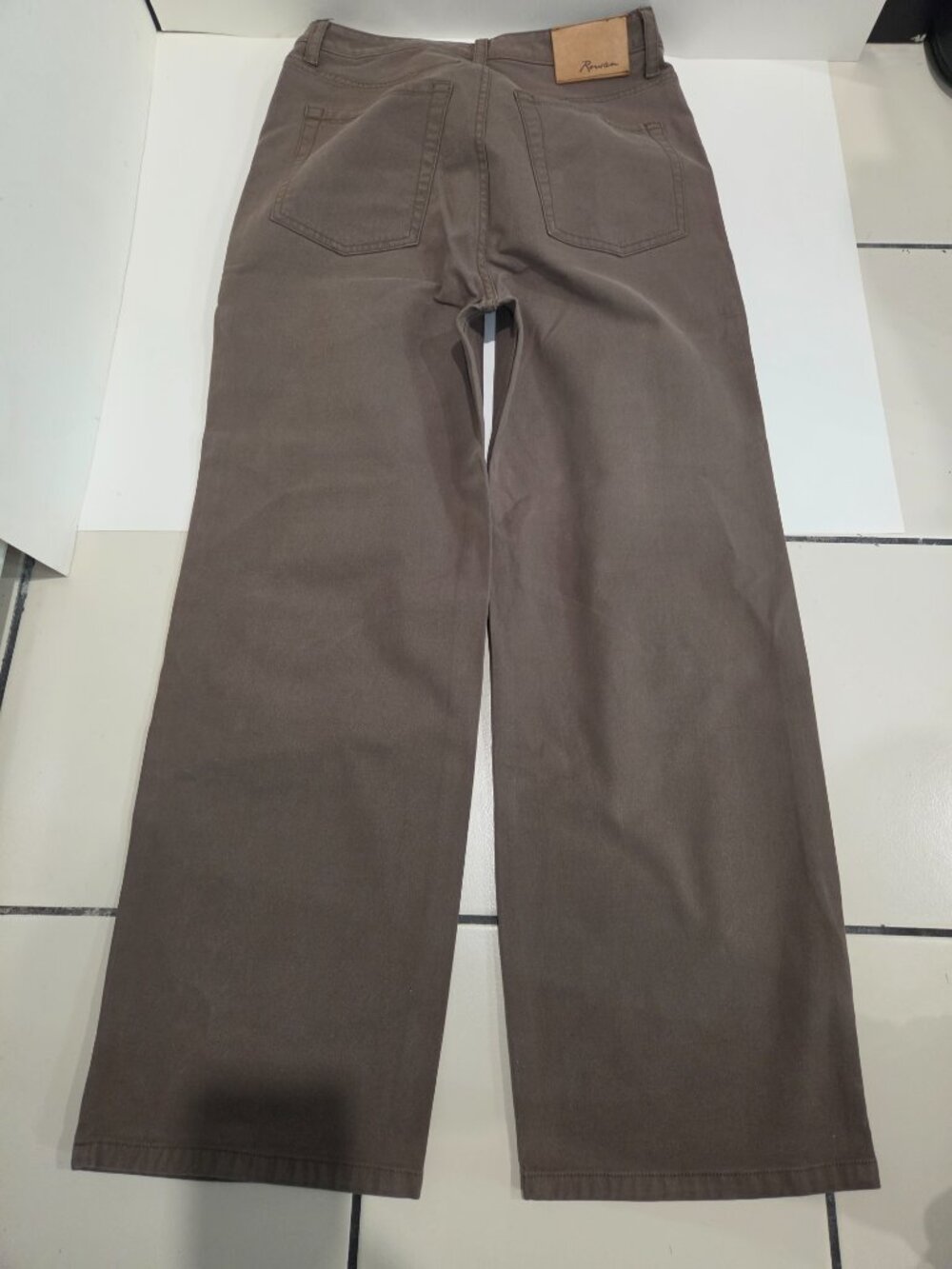 Rowan Merilee 5-Pocket Pants Womens 28 Brown Canvas Relaxed Minimalist Cotton - Picture 12 of 13